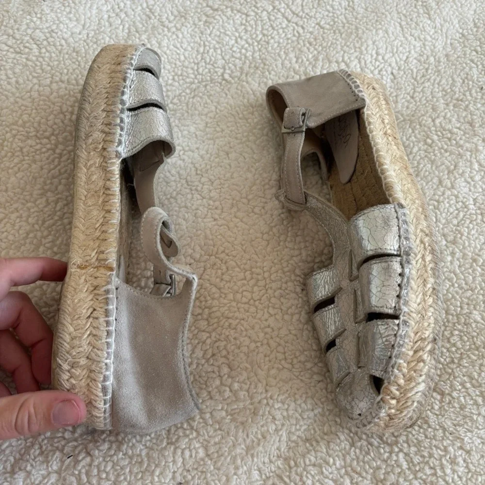 Lagoa Espadrilles Women's 38 Silver metallic leather Made in Spain